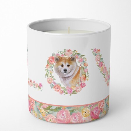 Carolines Treasures 3.75 x 3.25 in. Unisex Shiba Inu Love 10 oz Decorative Soy Candle WDK4618CDL